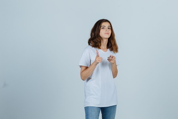 Expressive young woman posing