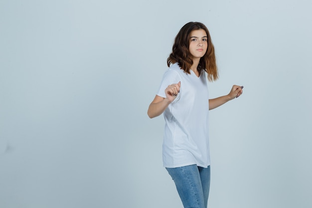 Expressive young woman posing