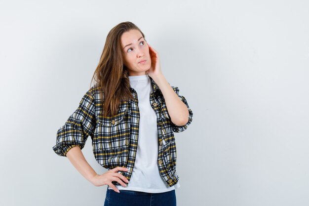 Expressive young woman posing