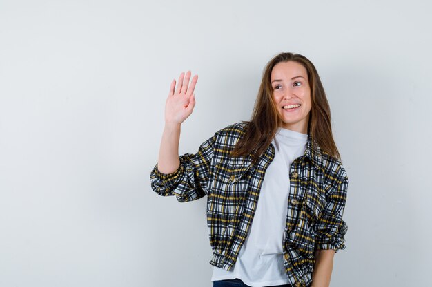 Expressive young woman posing