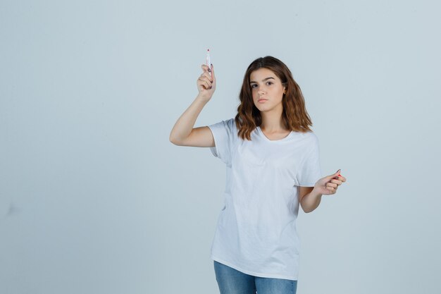 Expressive young woman posing