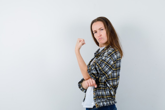 Expressive young woman posing