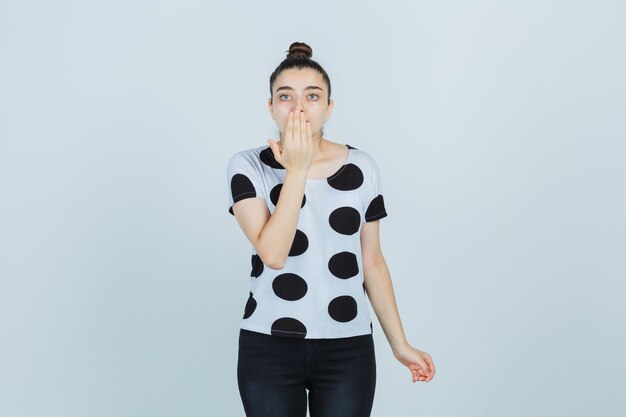 Expressive young woman posing