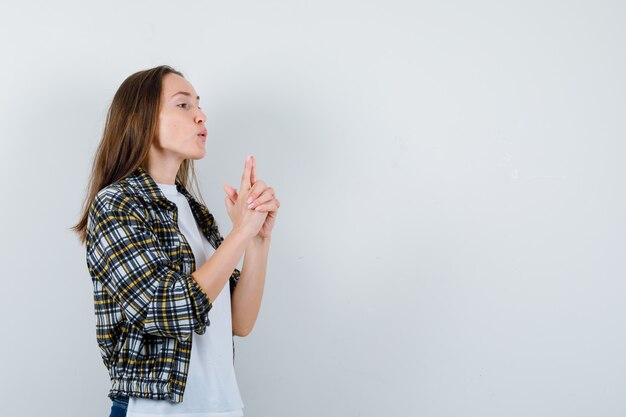 Expressive young woman posing