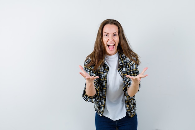 Expressive young woman posing