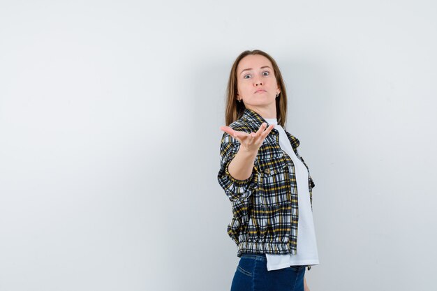 Expressive young woman posing