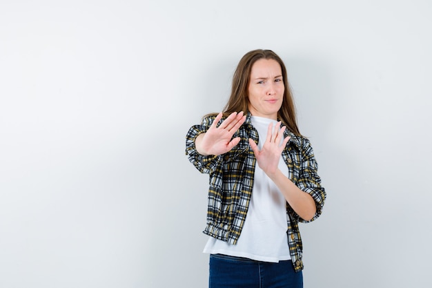 Expressive young woman posing