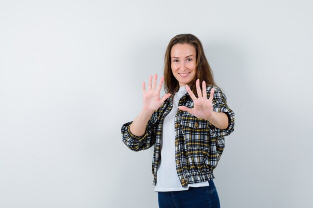 Expressive young woman posing