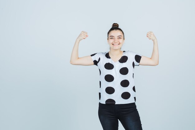 Expressive young woman posing