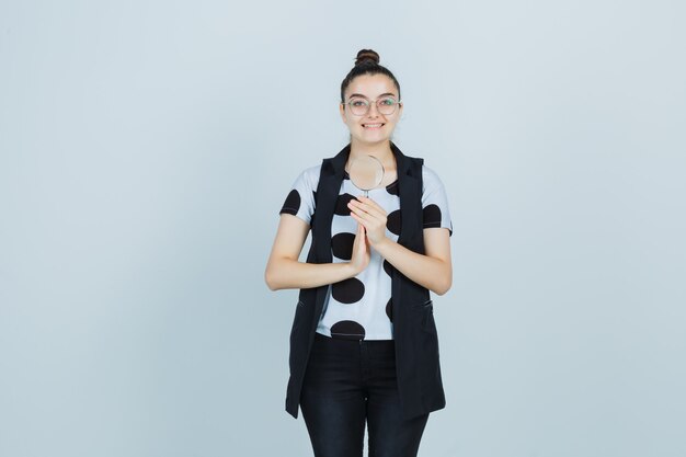 Expressive young woman posing