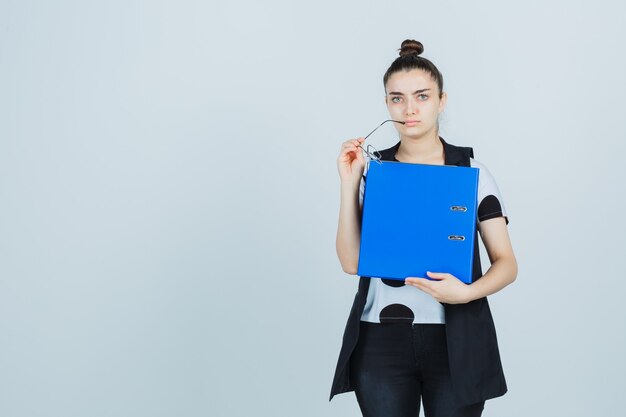 Expressive young woman posing