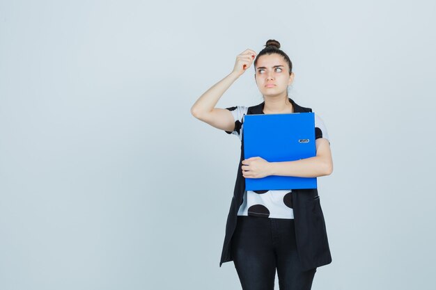 Expressive young woman posing