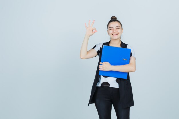 Expressive young woman posing