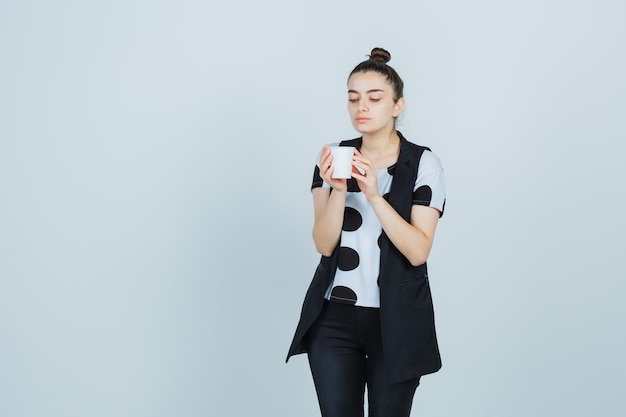 Expressive young woman posing