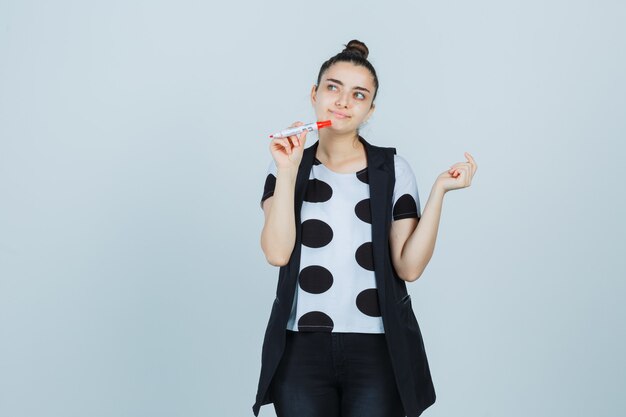 Expressive young woman posing