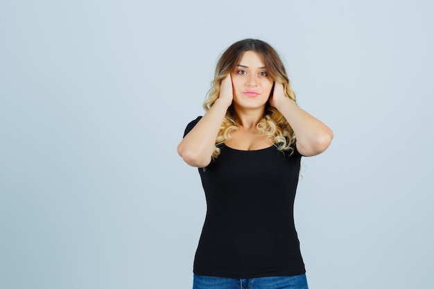 Expressive young woman posing