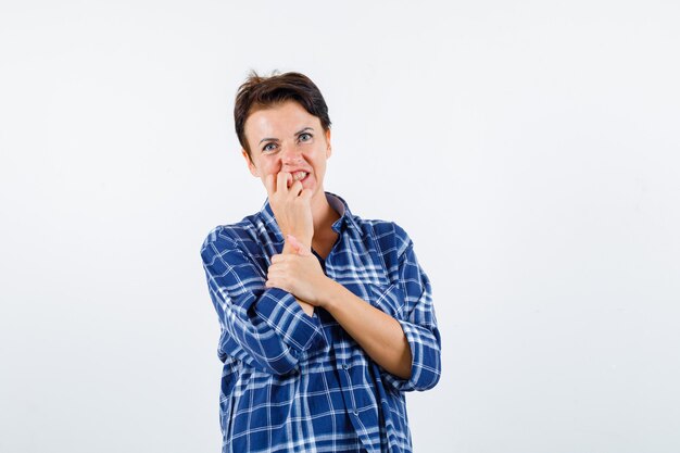 Expressive young woman posing