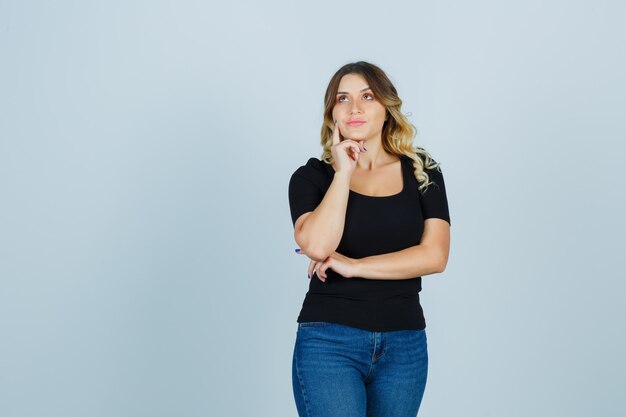 Expressive young woman posing