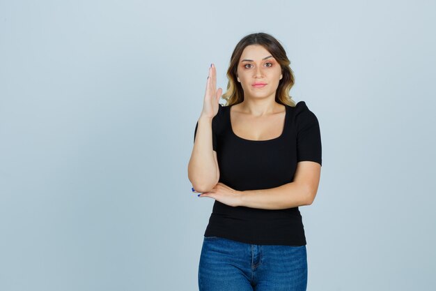 Expressive young woman posing