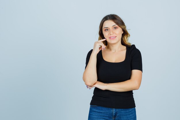 Expressive young woman posing