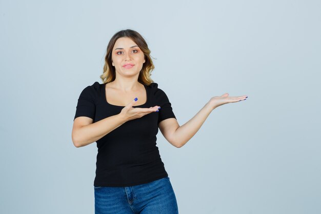 Expressive young woman posing