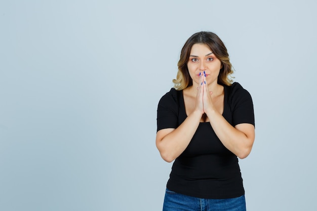 Expressive young woman posing