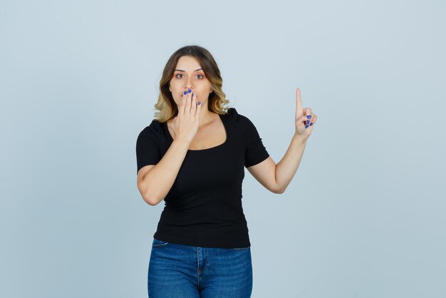 Expressive young woman posing