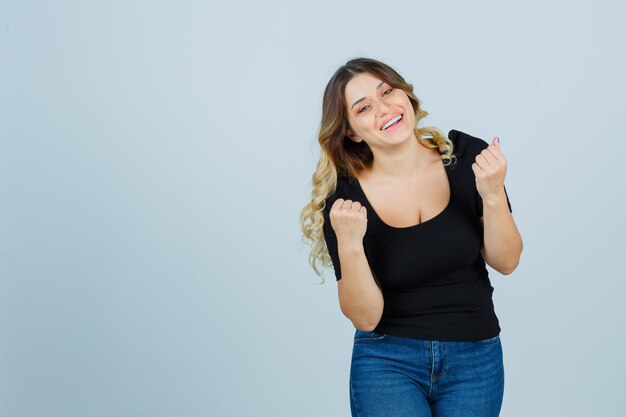 Expressive young woman posing