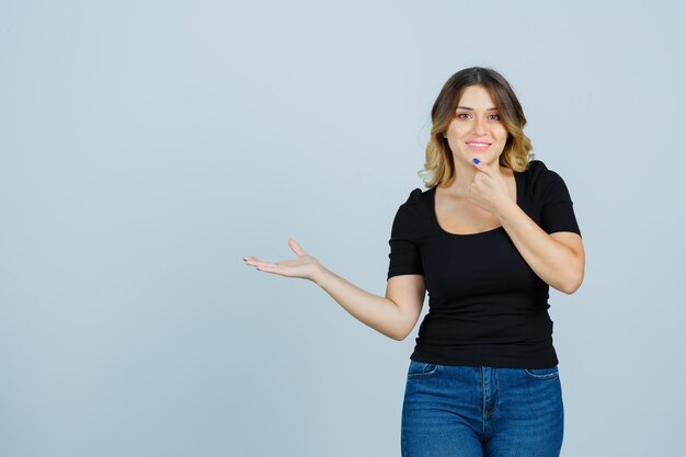 Expressive young woman posing