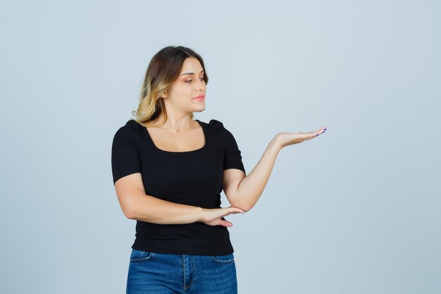 Expressive young woman posing