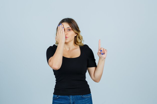 Expressive young woman posing