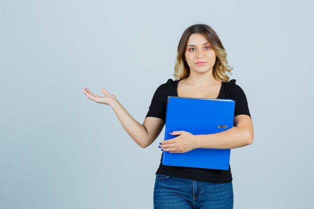 Expressive young woman posing