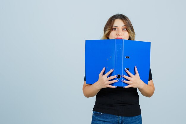 Expressive young woman posing