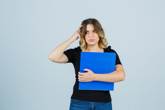 Expressive young woman posing