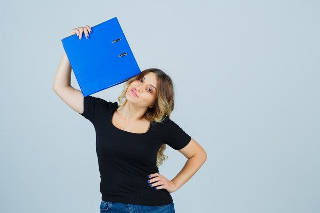 Expressive young woman posing