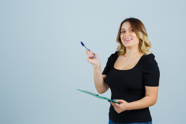 Expressive young woman posing