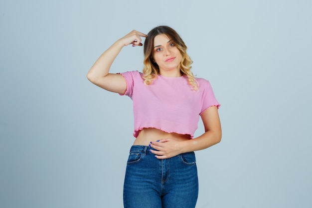 Expressive young woman posing