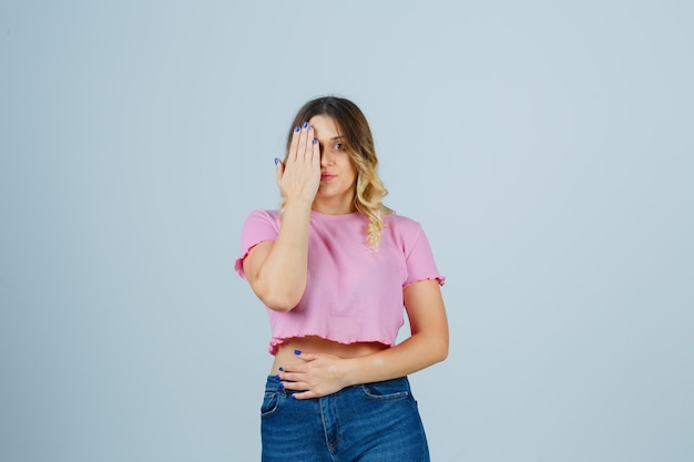 Expressive young woman posing