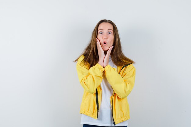 Expressive young woman posing