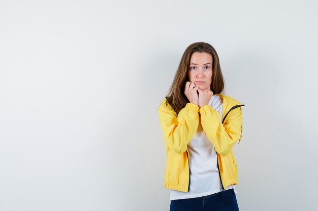 Expressive young woman posing