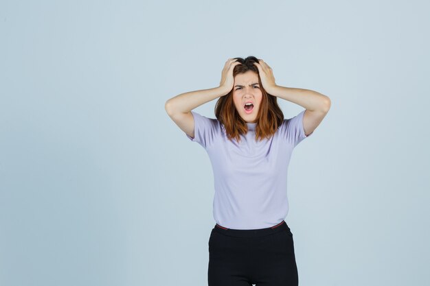 Expressive young woman posing