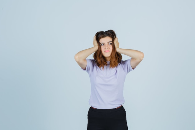 Expressive young woman posing