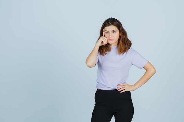 Expressive young woman posing