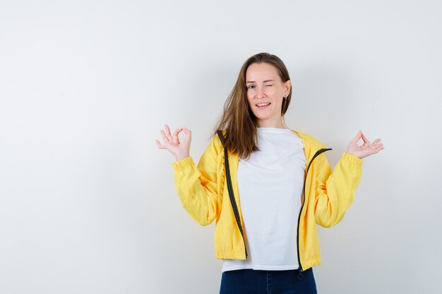 Expressive young woman posing