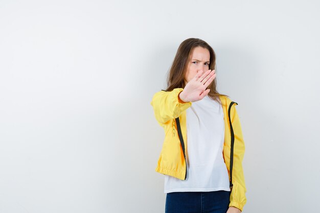 Expressive young woman posing