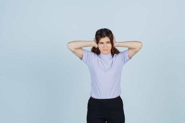 Expressive young woman posing