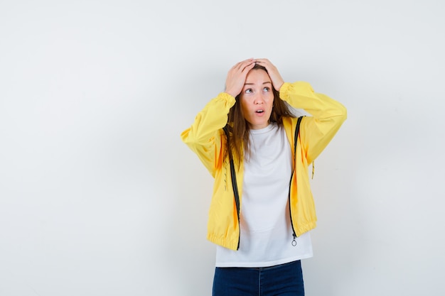 Expressive young woman posing