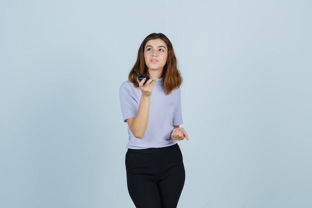 Expressive young woman posing