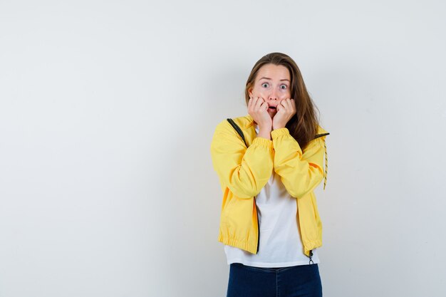 Expressive young woman posing