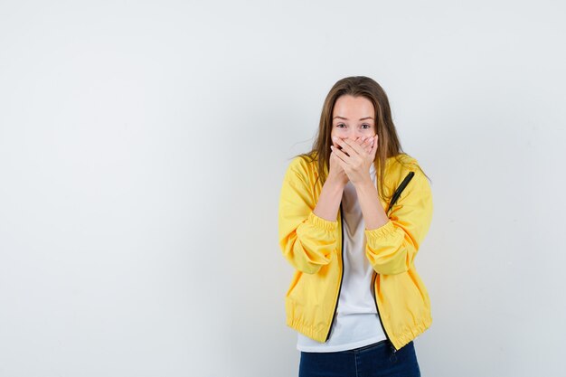 Expressive young woman posing